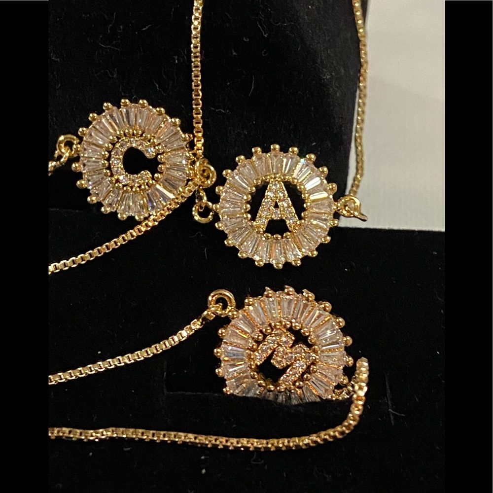 Initials zircon bracelets A B C E S and more